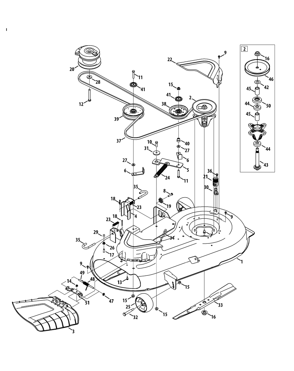 Mower Deck 42-Inch Diagram and Parts List for RZT-L42KH (17BRCACS009-17BRCACS010)(2015) Cub Cadet Lawn Tractor